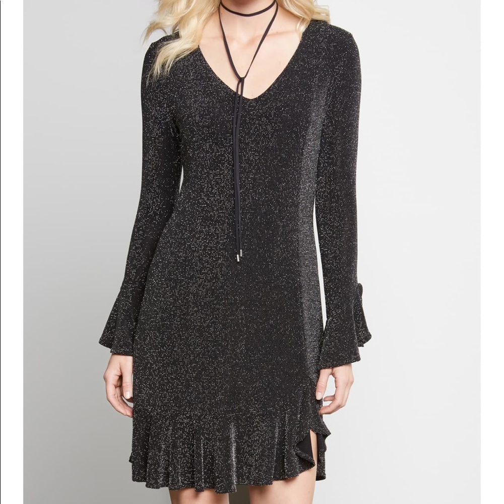 Karen Kane Black/Silver Metallic Shift Dress NWT